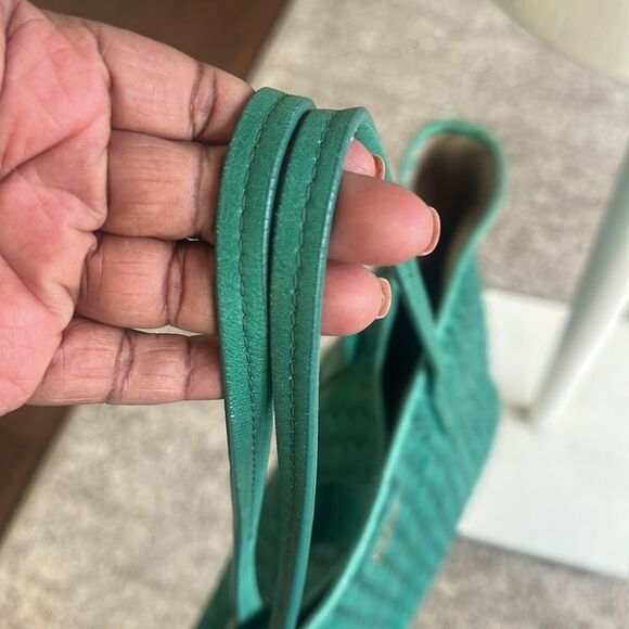 Cole Haan Green Leather Weaved Tote Bag - Picture 4 of 8